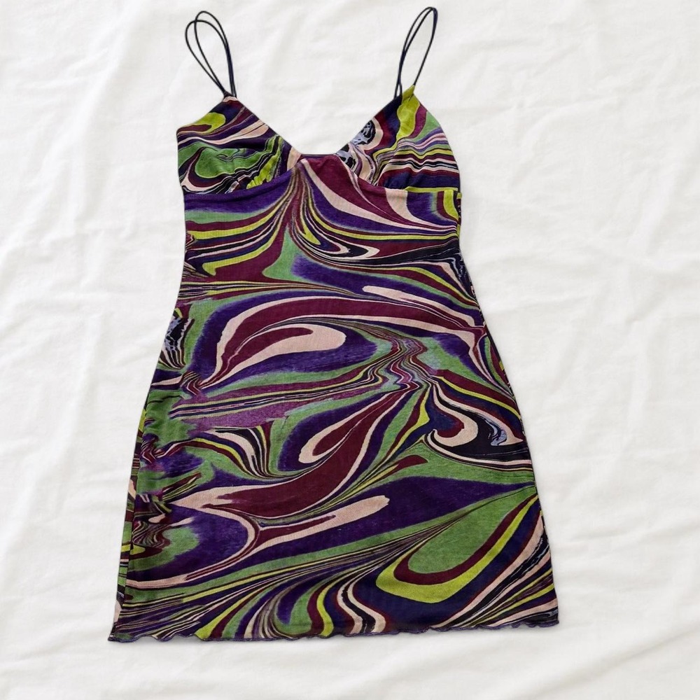 Superdown Ryanne Psychedelic Mesh Mini Dress Purple